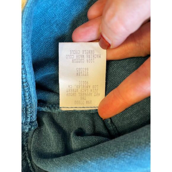 Michael Leu Washed Blue Button Front Cotton Cardigan W/ Painted Style Graphic Sm - Picture 8 of 11